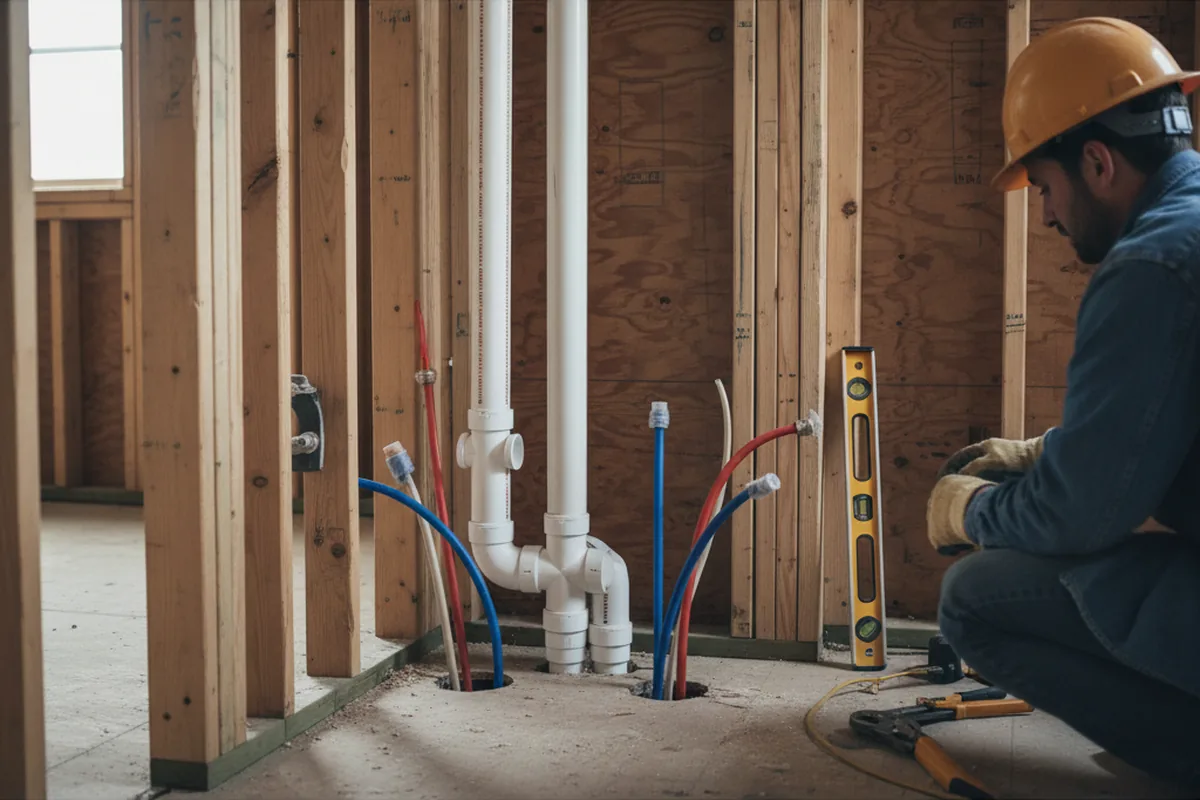 Drain and supply rough-in during Drain Cleaning in East Moriches
